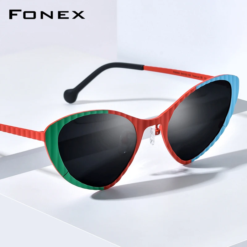 FONEX Titanium Sunglasses Women New in Trendy Brand Design Cateye Sun Glasses High-end Japanese Cat Eye Shades 85850T