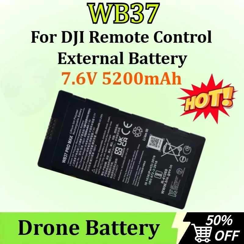 

Newly upgraded WB37 7.6V 5200mAh Drone Battery for DJI Remote Control External Battery for T60 T50 T40 T30 T20P T20 T16