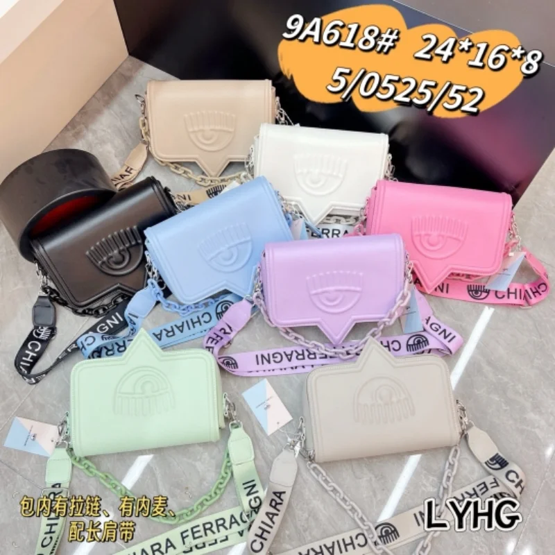 

Luxury Brand Designer Bag Women 2024 Hit Embossed Eyes Chain Wide Strap Shoulder Bag Fashion Trend Cute Exquisite Crossbody Bag