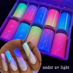 Fluorescent Candy Nail Foils Colorful Transfer Paper Neon Stickers Flower /Angel /Animal Print Nails Wraps Nail Art Decorations