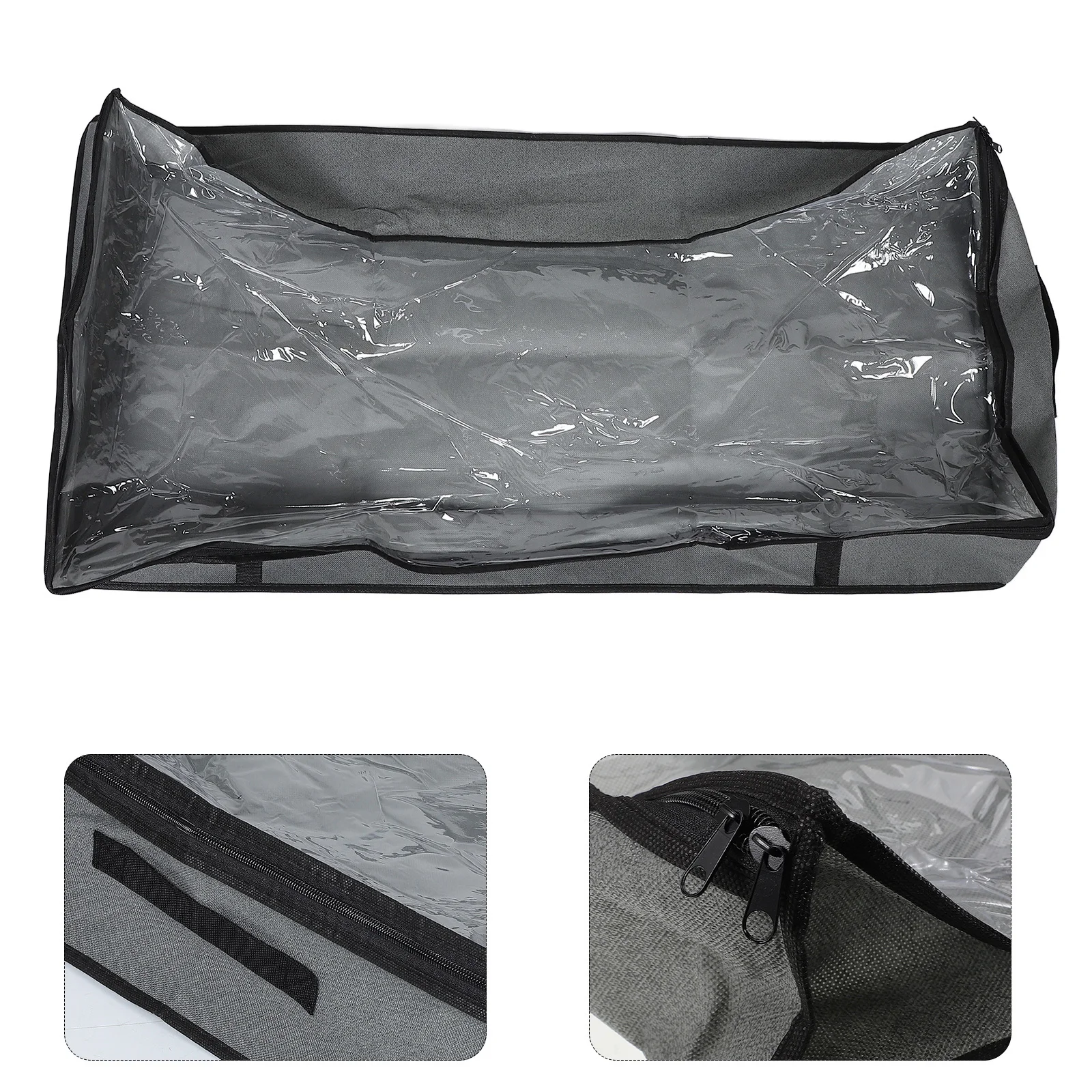 

Folding Under Bed Storage Bag With Handles Large Clear Window For Clothes Quilts Sheets Zippered Organizer Home Bedroom
