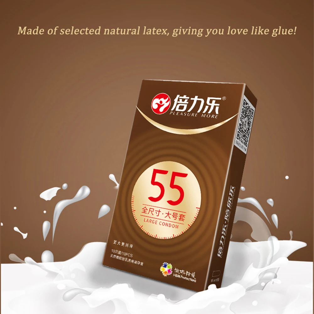 Ultra Thin Large Condom 55/56/58/60mm Penis Sleeves Condom Lubricant Glossy Natural Latex Adult Erotic Safer Sex Products - Image 2