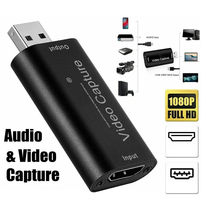 USB 2.0 Video Capture Card 1080P USB 2.0 HDMI-compatible USB To HDMI-compatible Portable Design For Home Office Travel Holder
