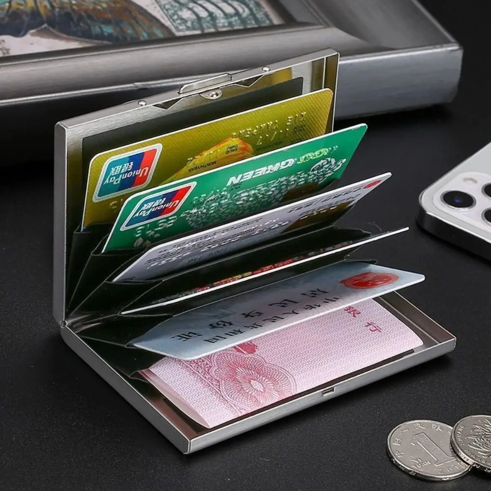 Fashion 6/10 Slots Credit Card Holder Anti RFID Slim ID Cardholder Stainless Debit Box Travel