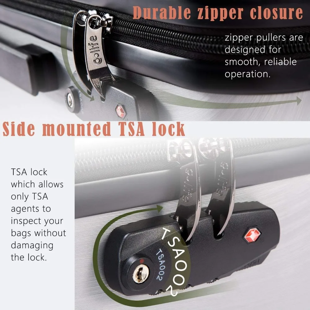Expandable Suitcase Set 3-Piece Spinner Luggage with TSA Lock, PC+ABS Material, Travel Friendly