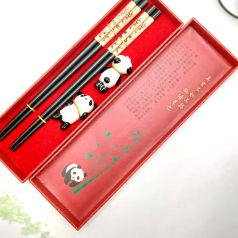 Chinese Panda Chopsticks Japanese Korean Sushi Solid Wood Chopsticks Wedding Gift Chop Sticks Hashi Two Pairs Chopsticks Set