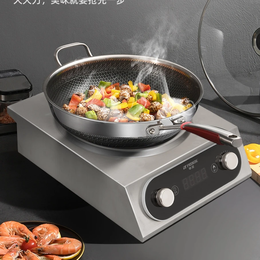 

New Concave Induction Cooker 3500W Pure Copper Coil Smart Timing High Power Stir Fry Electric Stove for Home Use