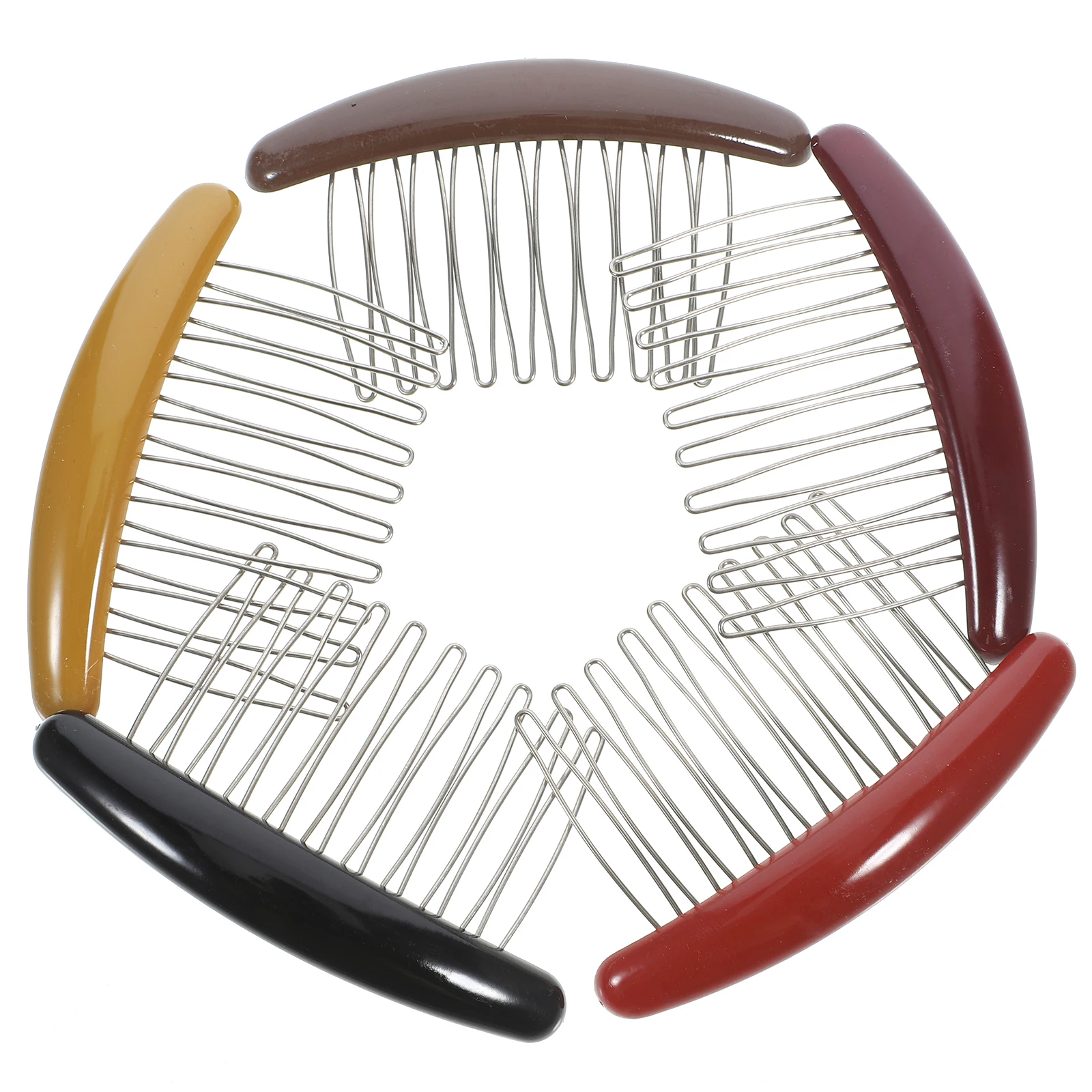 

5pcs Hair Combs Card Accessories Women Decorative Side Combs Girls Headpiece Clips Formal Occasions Fine Hair Black Yellow