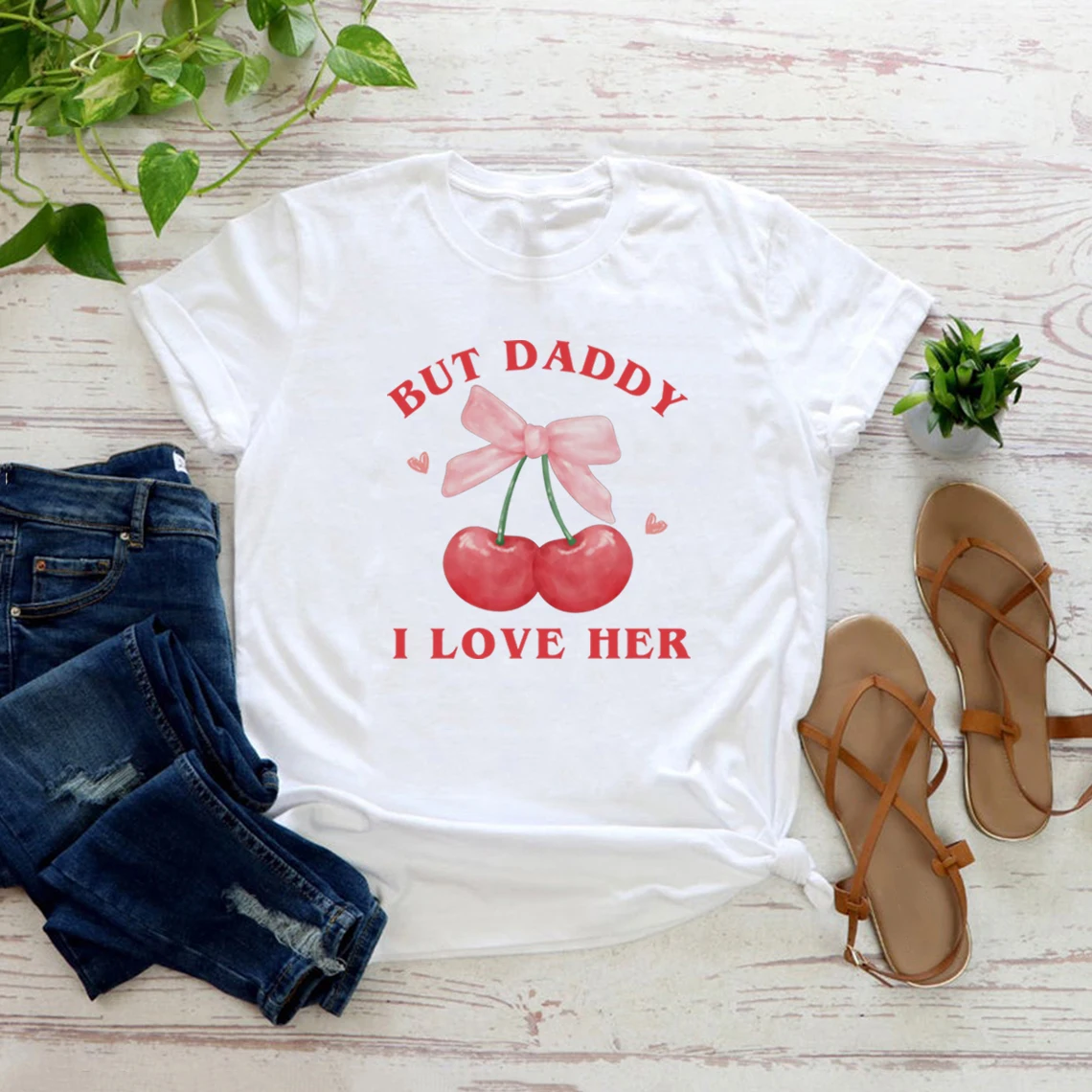 Sapphic T-Shirt But Daddy I Love Her Tee Retro Lesbian Shirt Cottagecore Aesthetic Tshirt Pride Month T-shirts Streetwear Tops