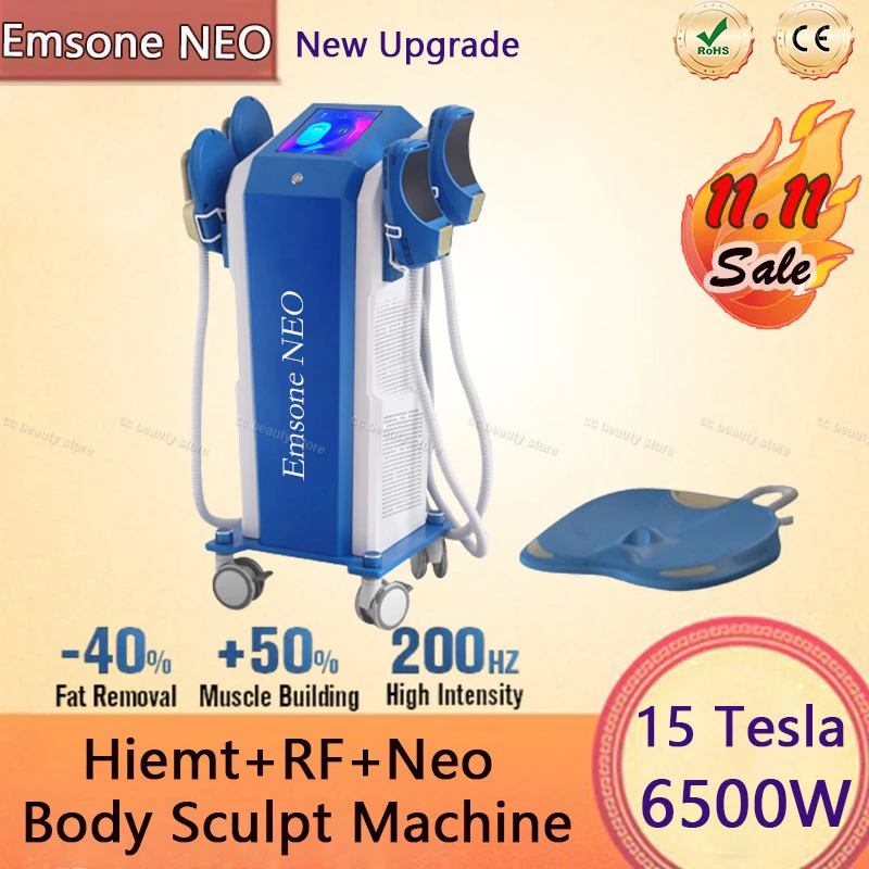 

6500W ems body sculpt machine Fat Burning Muscle Stimulation 15 Tesla Emsone NEO Hiemt RF Sculpting Machine Electromagnetic