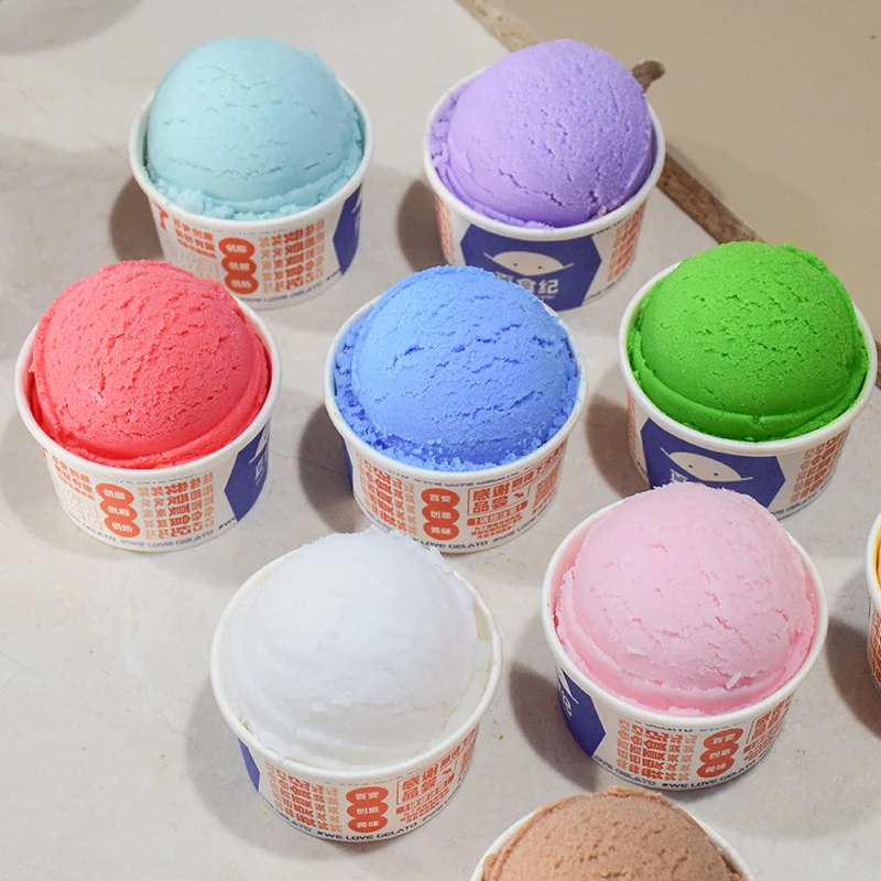 Cup Ice Cream Ball Halloween Blueberry Flavor Sample Fake Sundae Cute DIY Decoration Rolls Icecream Scoop Rainbow Faux Food Play