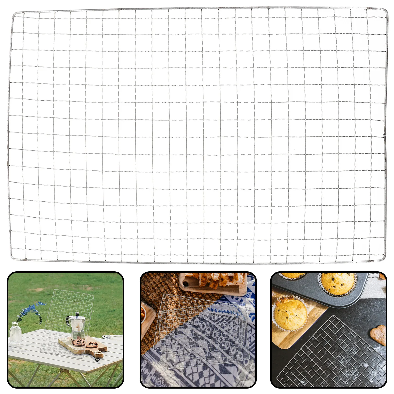 5Pcs Sturdy Heat-Resistant Metal Grilling Mat Mesh Bbq Pad Keeps Food from Falling No Mess Grilling Marks Retained Picnic