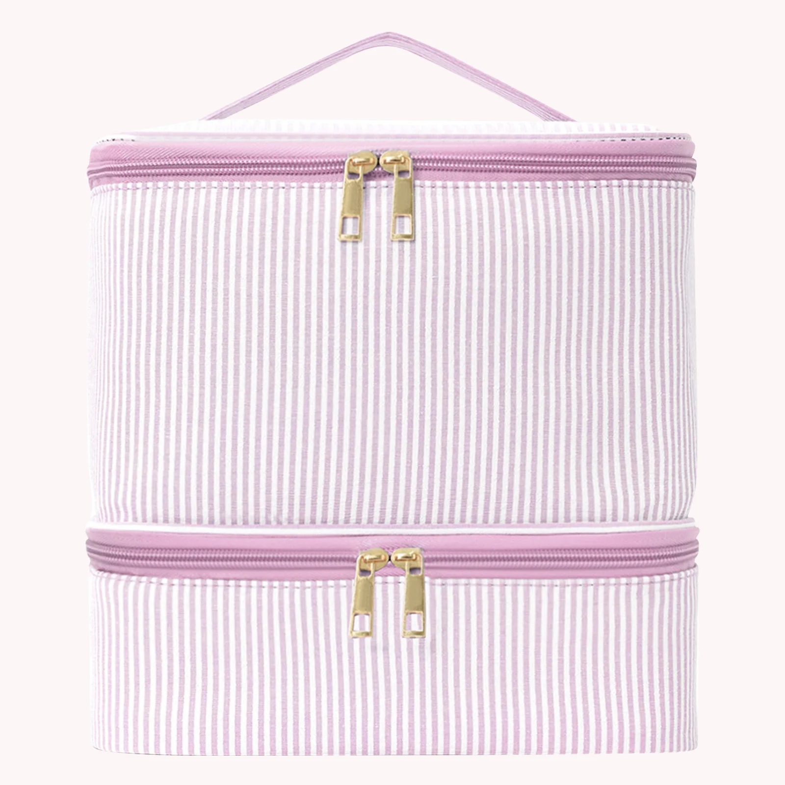 Double Layer Pu Leather Nail Polish Storage Organizer with Handles Travel Carrying Case Box for Women Manicure Supplies