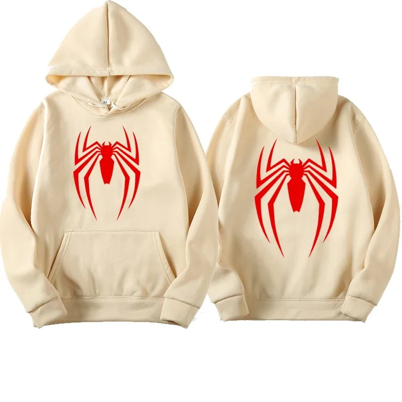 

2024 hot selling new men's hoodie street fashion spider print hoodie wool women's casual funny loose hoodie spider man men's clo