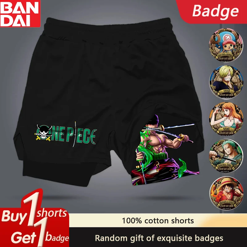 

2025 ONE PIECE Japanese Anime Summer Sports Double-layer Shorts American Hot-blooded Men's Beach Fitness Breathable Shorts