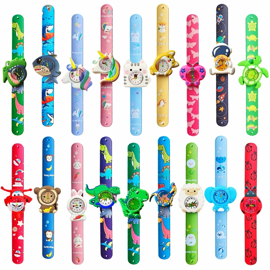 

Color Printed Strap Cartoon Children Slap Watch Baby Cute Toy Clock Boys Girls Kids Watches Kindergarten Activity Gift Bracelet