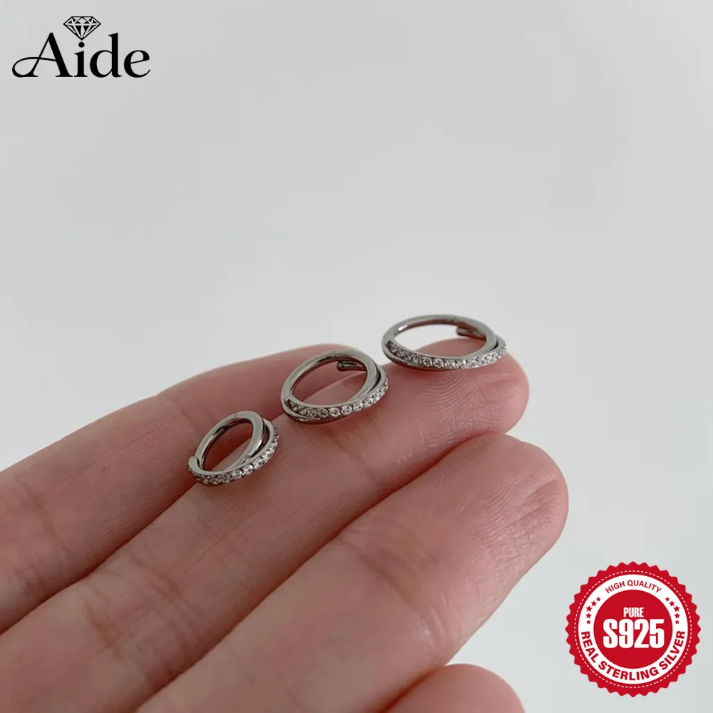 AIDE 1PC 925 Sterling Silver 6/8/10mm Cross Classic Ear Bone Puncture Hoop for Women INS Dainty Variety of Styles Gifts