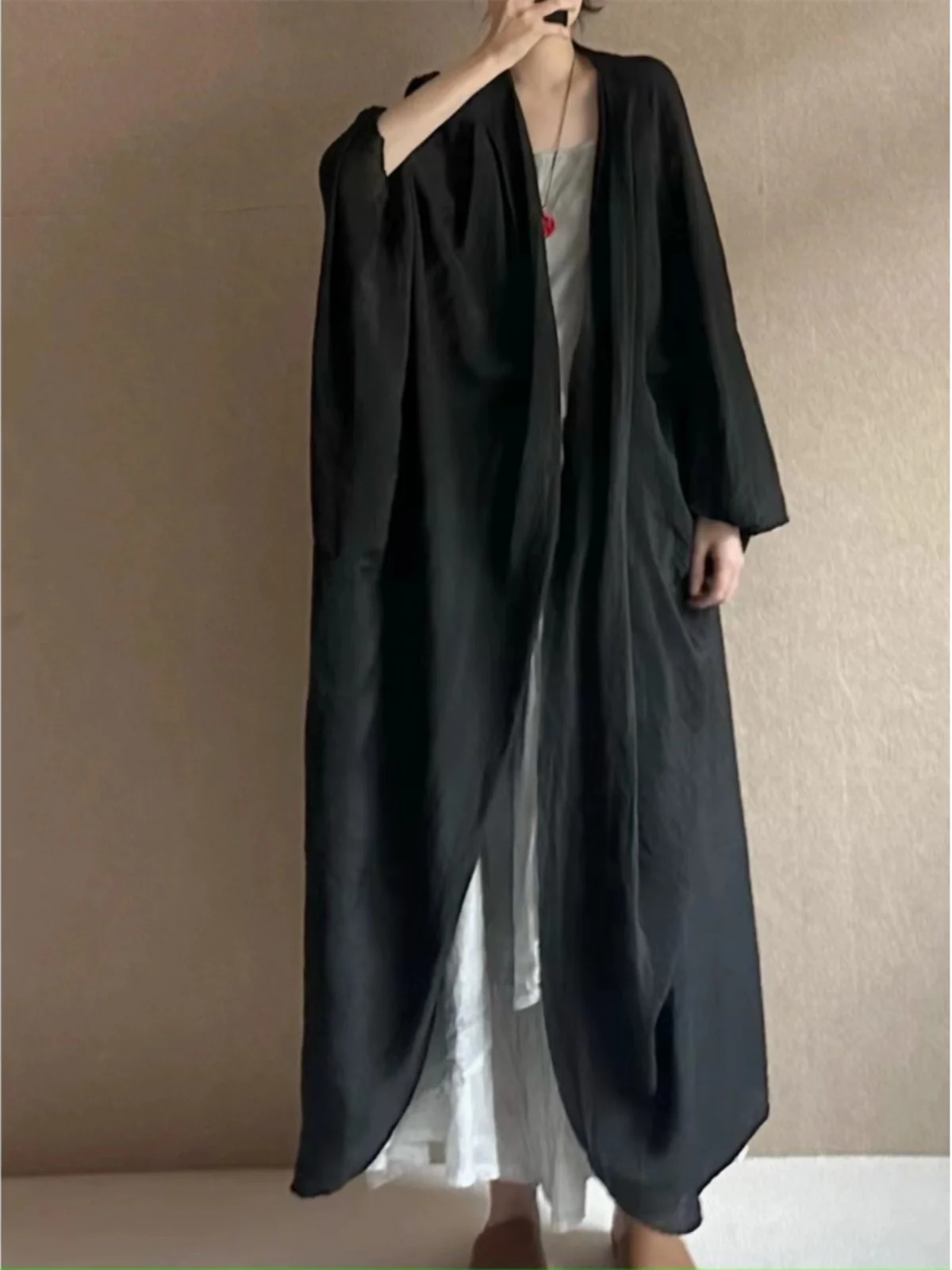 Plus Size Damen Sommer Dünne Farbe Batwing Sve Offene Strickjacke Lange Lose auf Sle Sonnenschutz Oberbekleidung