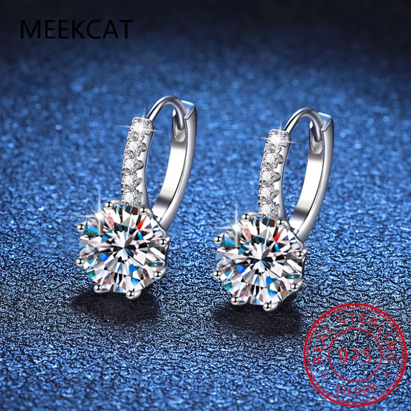 Moissanite EF Color VVS1 Total 2.0ct 925 Silver Drop Earring 18K Gold Plated Diamond Test Passed Jewelry Woman Girl Gift