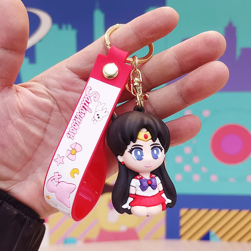 Anime Sailor Moon Keychain Tsukino Usagi Hino Rei Action Figure