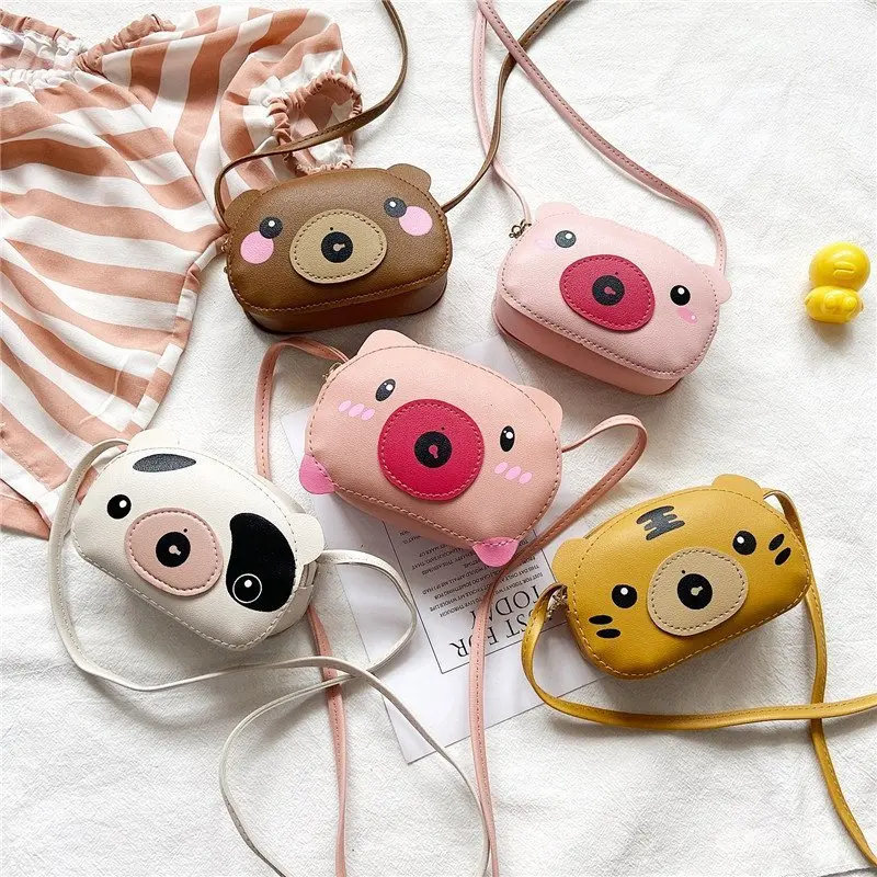 Cute Animals Baby Girls Shoulder Bag Pu Leather Children's Bag Small Crossbody Bags Fashion Mini Cartoon Coin Purses for Kids