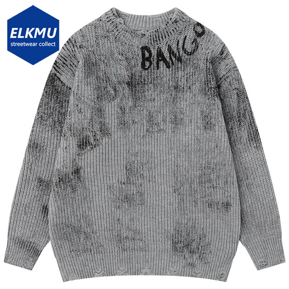

Vintage Oversized Men Sweaters Knit Jumpers Streetwear Harajuku Hip Hop Y2K Sweaters Casual Loose Sweaters Knitwear