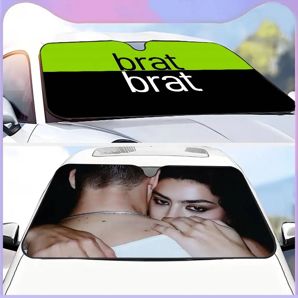 

Charli XCX BRAT Singer Personalized Windshield Sunshade Car Cover Sun Shade Auto Sun Visor Car-covers Car Solar Protection