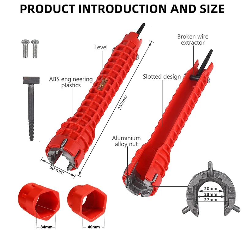 Imagem -05 - Multifuncional Anti-slip Plumber Key Ferramenta de Encanamento Flume Sink Wrench Tools Tubo de Encanamento Conjuntos de Ferramentas de Banheiro