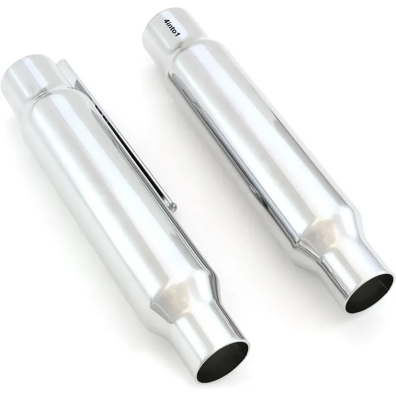

Set of 2 Chrome Shorty Mufflers Cafe Chopper Motorcycle - I.D 1.75" - Length 12"
