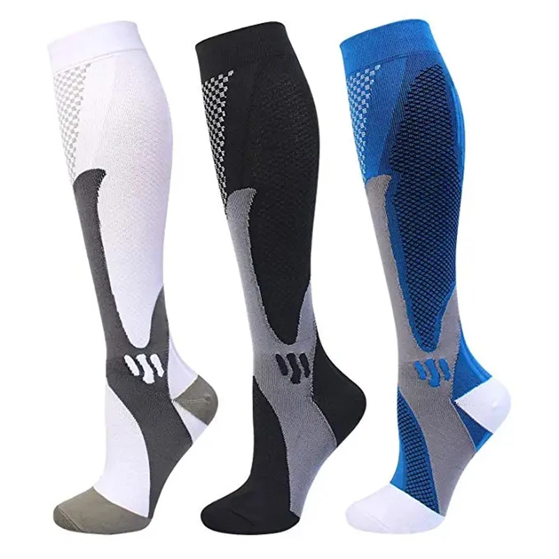 

3 Double Varicose Compression Socks Running Fitness Football Sports Socks Medical Blood Circulation Swelling Diabetes Elastic