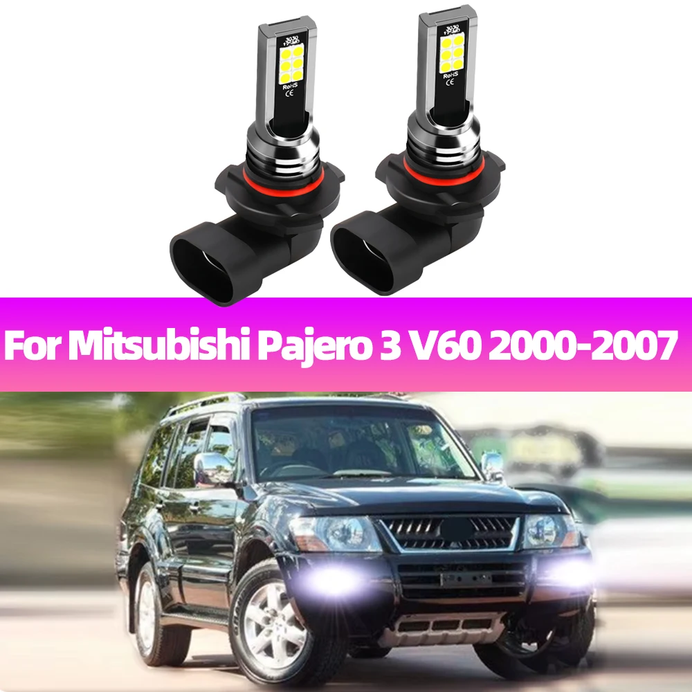 2Pcs LED Fog Lamp Bulbs For Mitsubishi Pajero 3 V60 2000-2003 2004 2005 2006 2007 Accessories White Fog Lights 12V Car Foglight