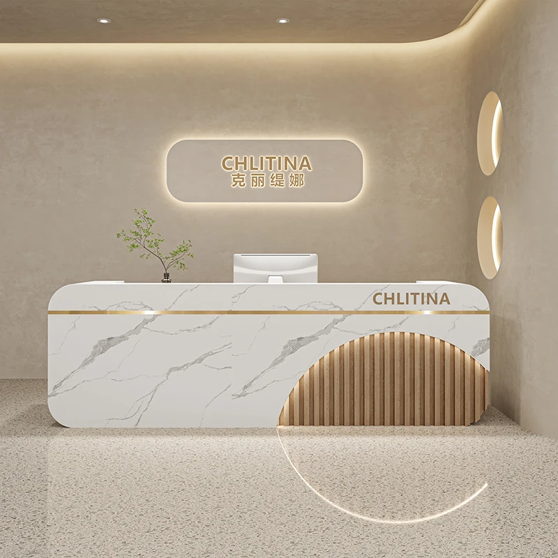 Modern Reception Desk Simplicity Desk Salon Design Beauty Checkout Counter Nordic Comptoire Caisse Magasin Bar Furniture