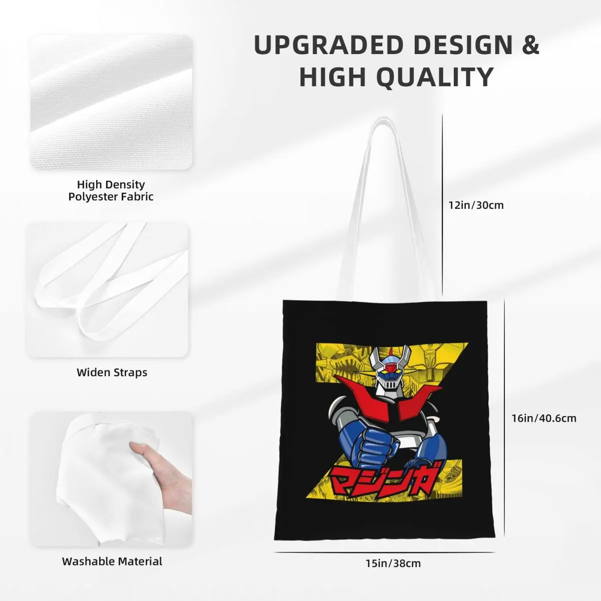 Mazinger Z Goldorak Actarus Grendizer Mask Shopping Bags Canvas The Tote Bag Folding for Ladies Shoulder Tote Travel Handbag