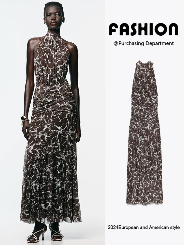 

Ele Long Svel Ne Hanging Print Silk Me Dr для женщин, новая летняя коллекция, модное этническое платье Sle