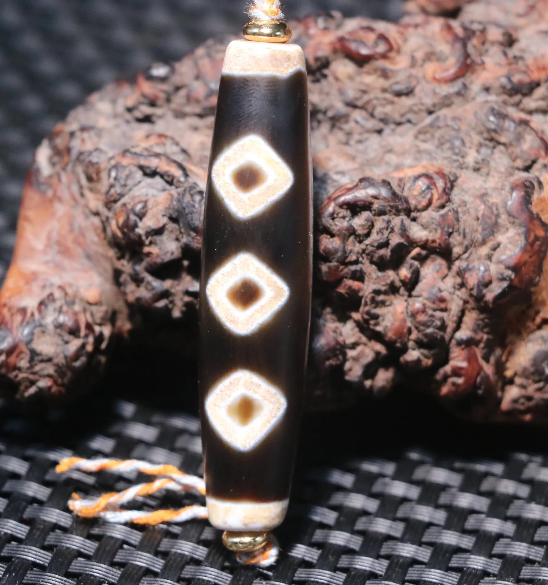 Magic Tibetan Old Agate Fold Line 6 Kingkong Diamond Eye dZi Bead Amulet Pendant For M Jewelry LKbrother Talisman UPS1216AQs