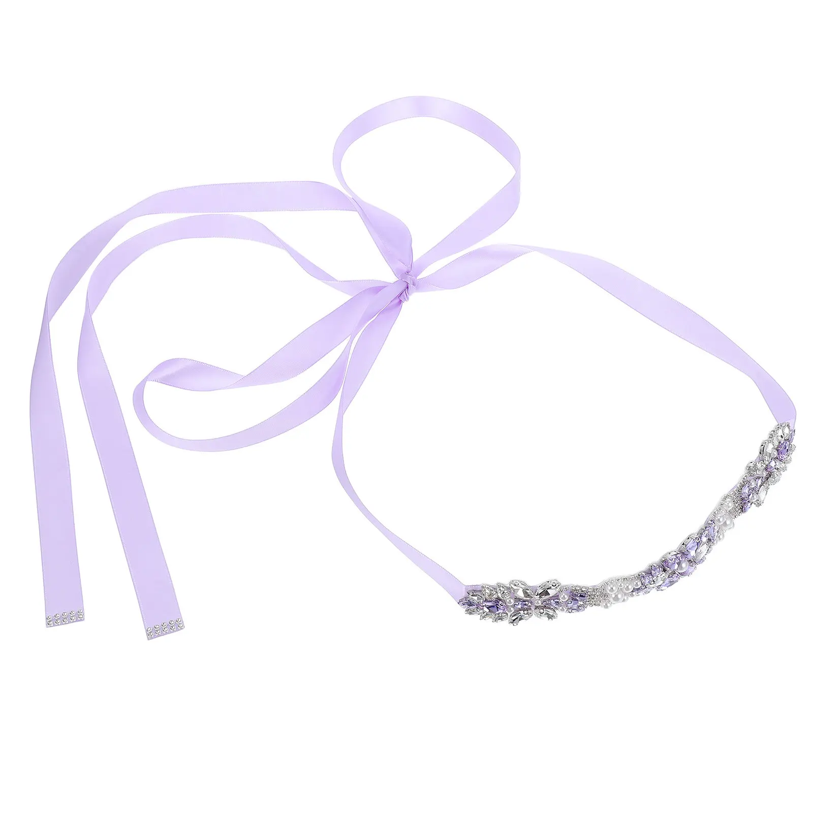 ラインストーンウエストベルト-ライトパープルクリスタル装飾ベルト-女性用-結婚式-ブライダルパーティー-フォーマルイベント-キラキラウエストチェーン