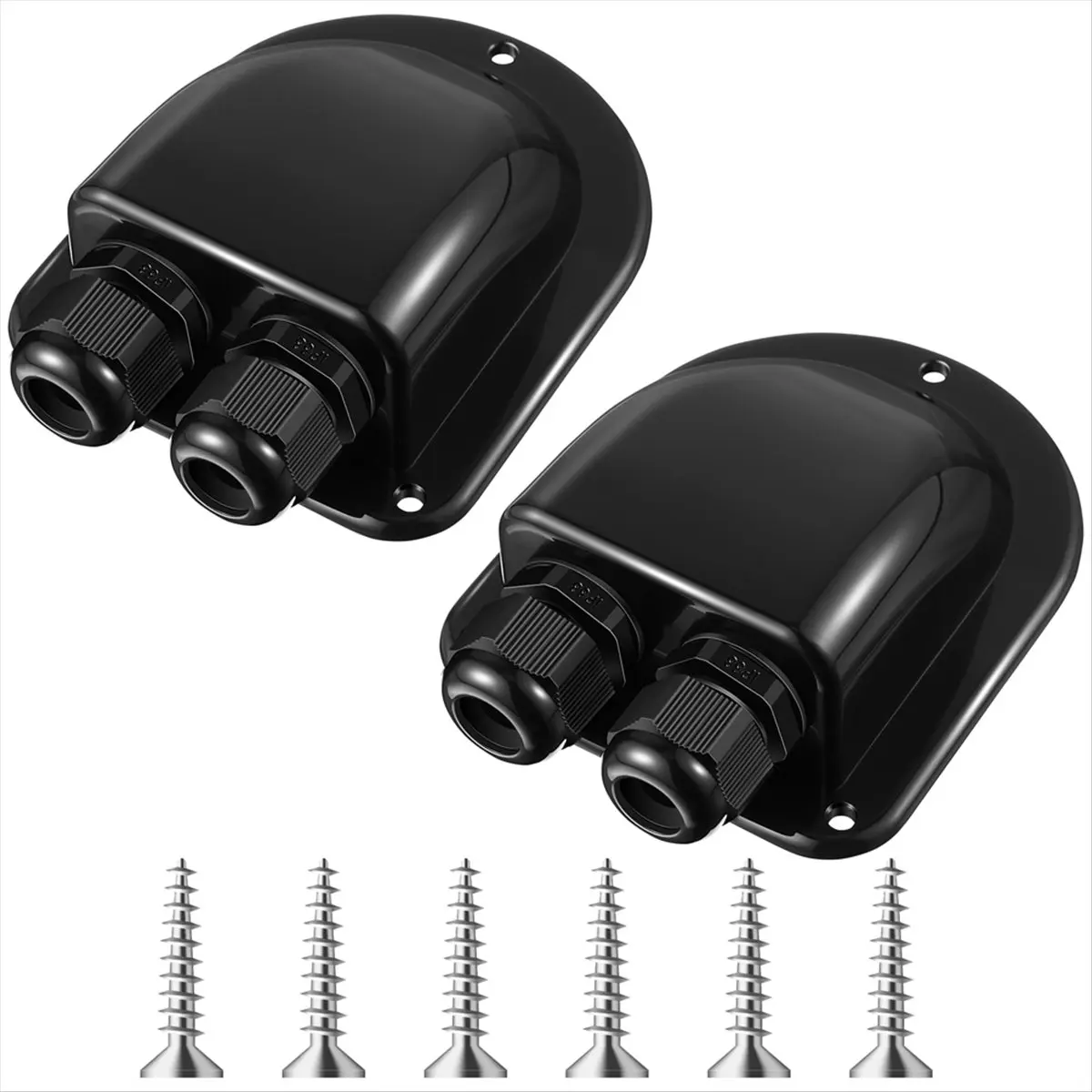 SSR 2 Pack Solar Cable Entry Gland,Solar Gland, Dual Cable Entry Housing for All Types 3mm² to 10mm² RV,Caravan,Marine Black
