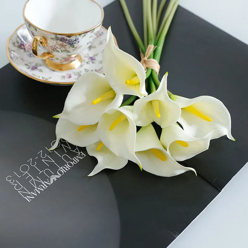 9pcs/lot High End Fake Calla Lily Flowers for Wedding Hand Bouquet DIY Home Arrangement  room decor aesthetic decor aesthetic