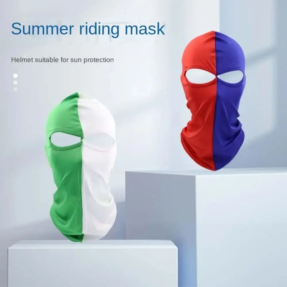 New Full Face Mask 3 Hole Full Face Mask Sunscreen Two Tone Style Riding Scarf Dust Head Cover Ice Silk Head Mask