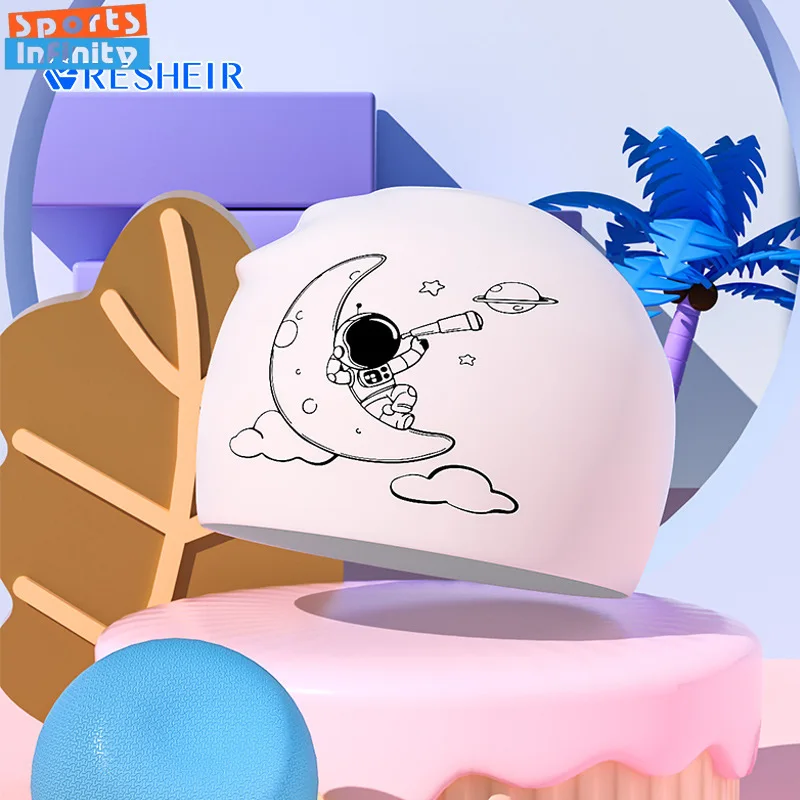 

Модные детские шапочки для плавания, Силиконовая Водонепроницаемая шапочка для плавания с милым мультяшным принтом, аксессуары для бассейна