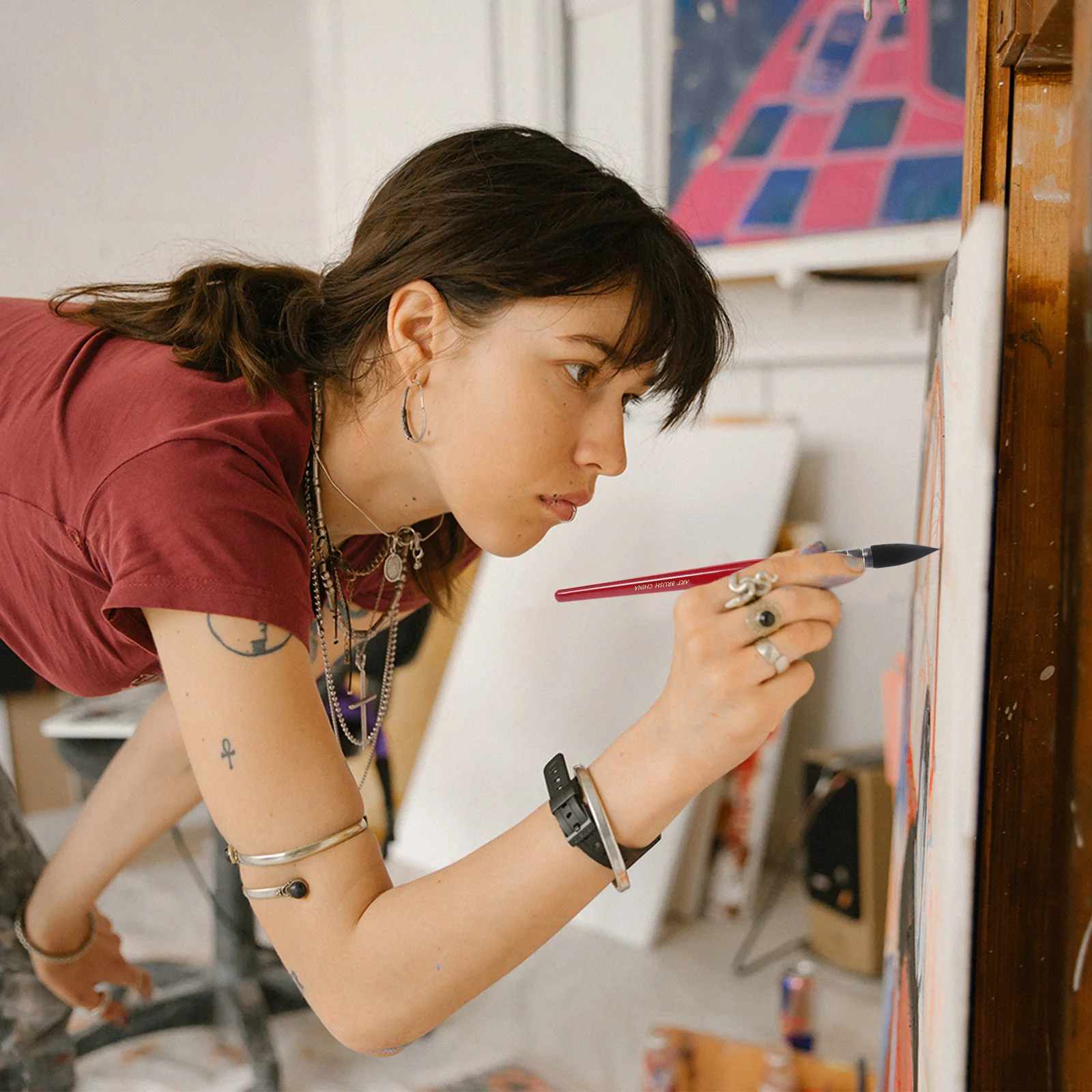 

Nylon Paint Brush Set Different Sizes Wood Handle For Face Painting Art Drawing School Crafts Painting Tools Art Supplies