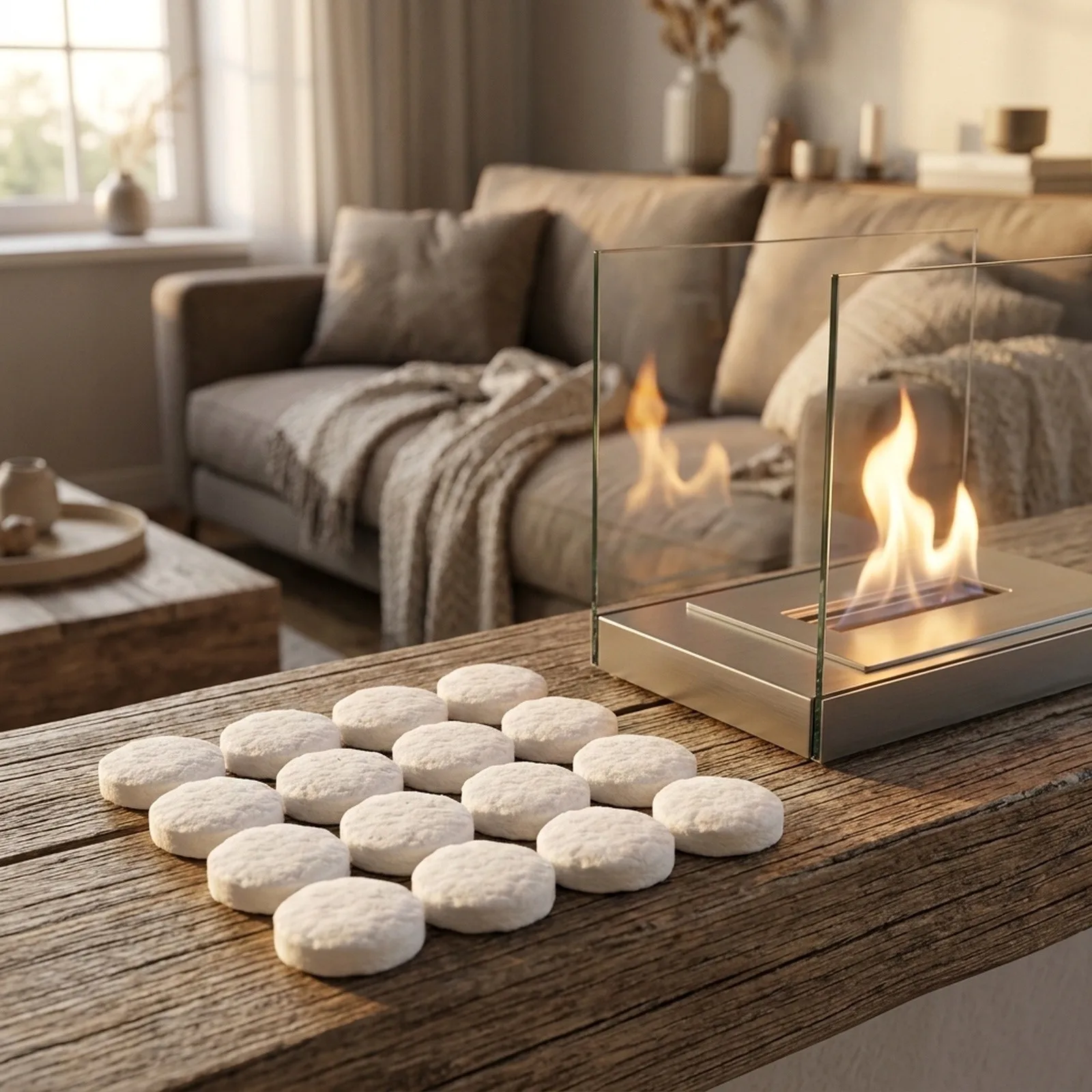 20pcs White Wool Cores 2.4x0.4 Inch For Desktop Ethanol Fireplaces Stove Gap Filler Replacement Heating Supplies