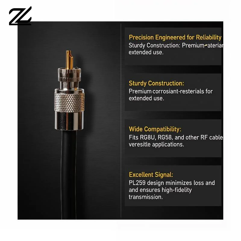 【*】1Pc PL259 Solder Connector Plug With Reducer For RG8X/ RG213 Coaxial Cable Nickel Plated Brass Gold Contacts High Reliability