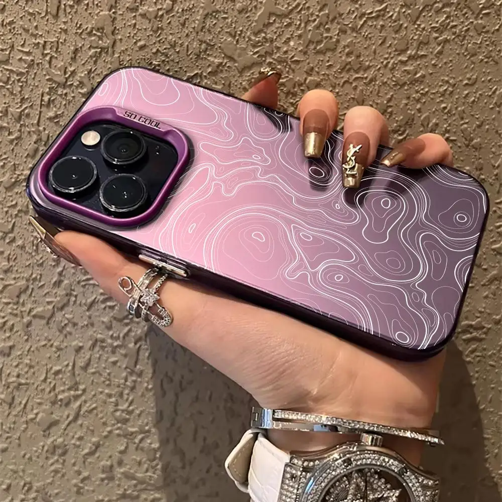 حافظة هاتف بتصميم أنماط الخط الفني التجريدي مناسبة لهاتف iPhone16 15 14 13 12 11 Pro Max مقاومة للصدمات ومضادة للبصمة