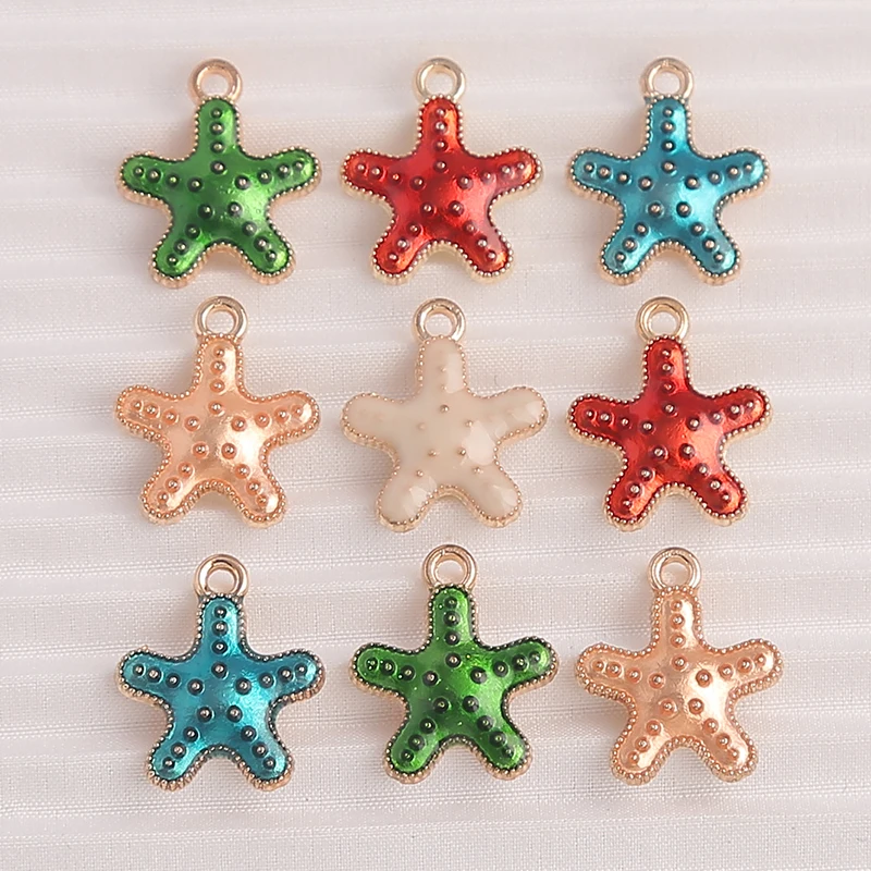 10 sztuk/partia Mix emalia życie morskie Charms do tworzenia biżuterii rozgwiazda muszla perła Charms wisiorki dla DIY naszyjniki kolczyki prezenty — zdjęcie 3