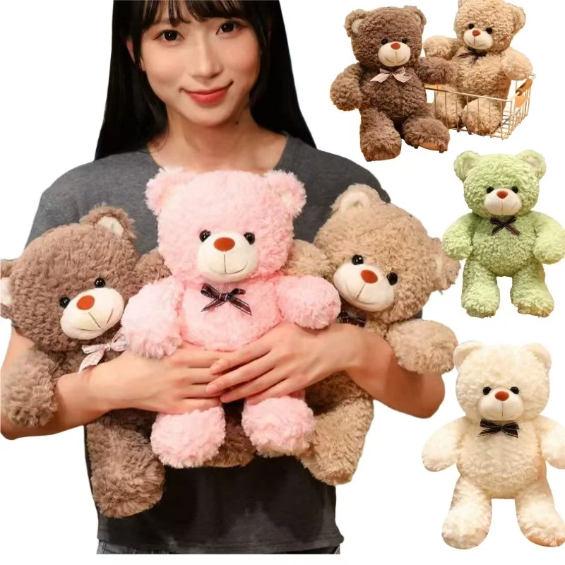 30CM Standing Candy Bear Bow Tie Cute Plush Toys Creative Throw Pillow Baby Sleeping Comfort Doll Birls Boys Presents Decor