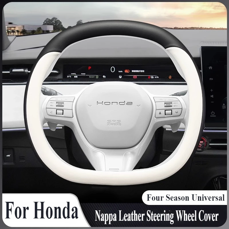 

For Honda e:NS2 e:NP2 Nappa Leather Steering Wheel Cover Wrap Anti Slip Four Season Universal Car Interior Accessories