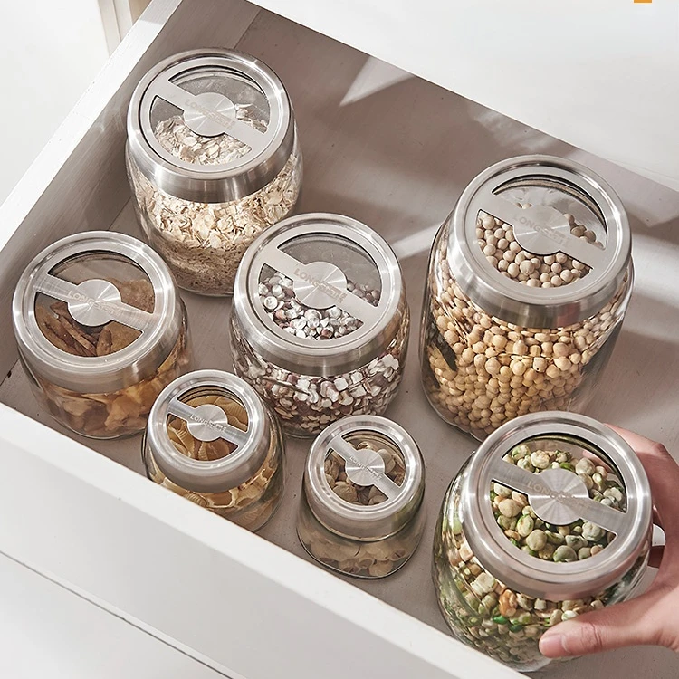 Food Sealed Glass Jar Storage Bottle Honey Tea Jar Transparent  Glass Food Storage Container Candy Nut Jar Kitchen Utensils New