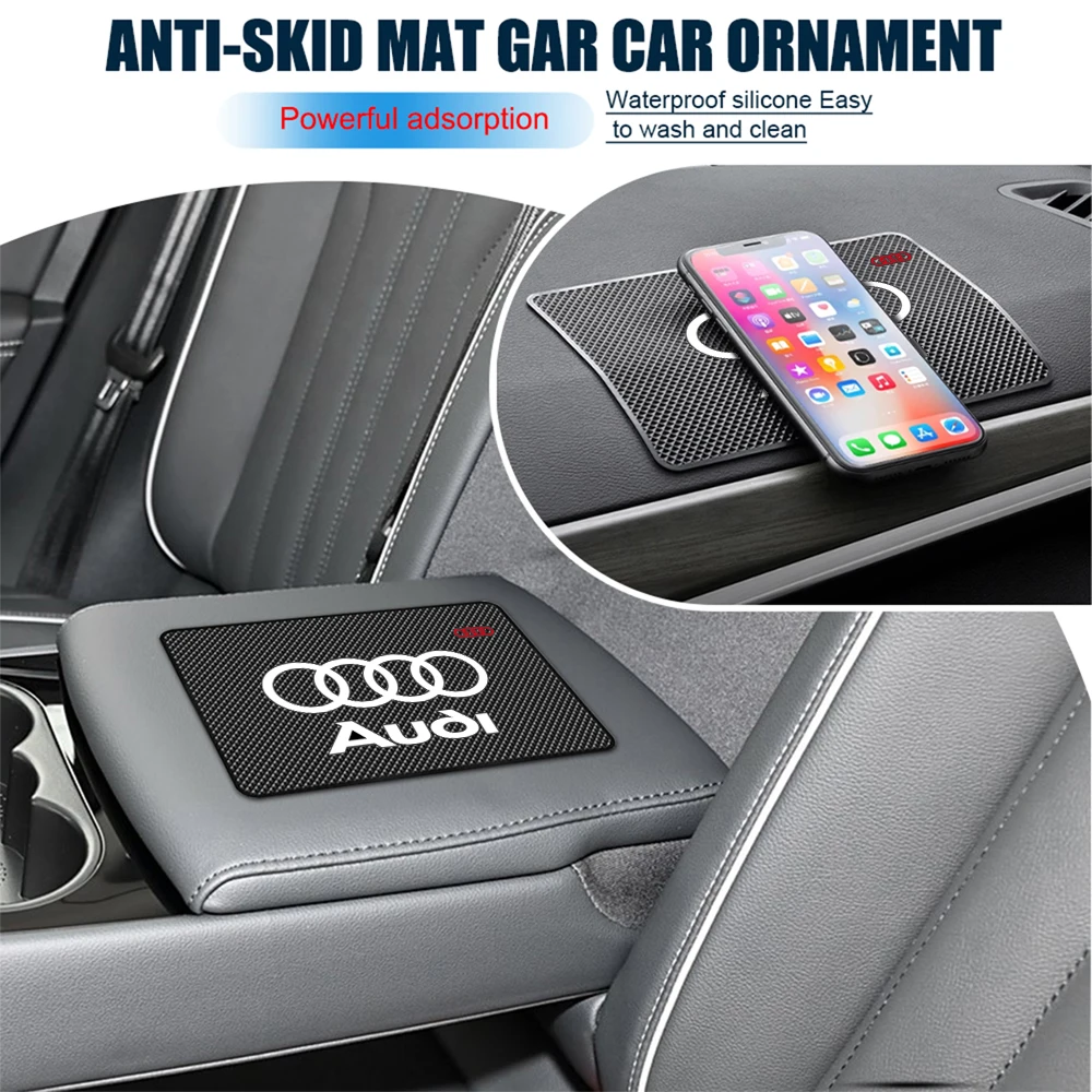 Car Silicone Anti-Slip Mat Dashboard Storage Non-Slip Pad For Audi Sline A4 B7 B8 B9 A3 8P 8V 8L A5 A6 C6 C5 C7 A1 Q2 Q3 Q7 RS