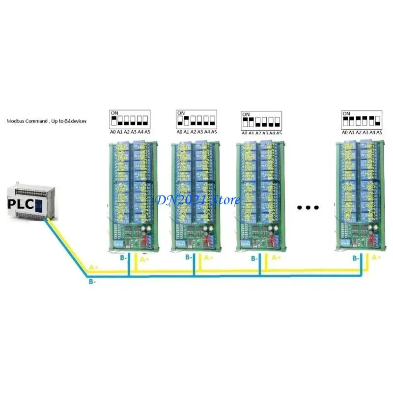 

F3KE DC12V DIN35 BOX STULLED Плата 16 каналов RS485 реле для управления камерой видеонаблюдения